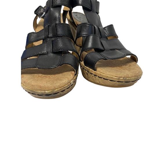 Born Concepts Black Leather Wedge Sandals - Picture 10 of 13
